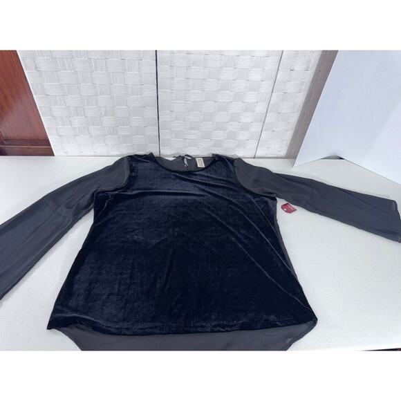NWT!! "FADED GLORY" Black Velvet Sheer Shirt SZ XXL Goth Adams Family Dark Fairy - Picture 4 of 9